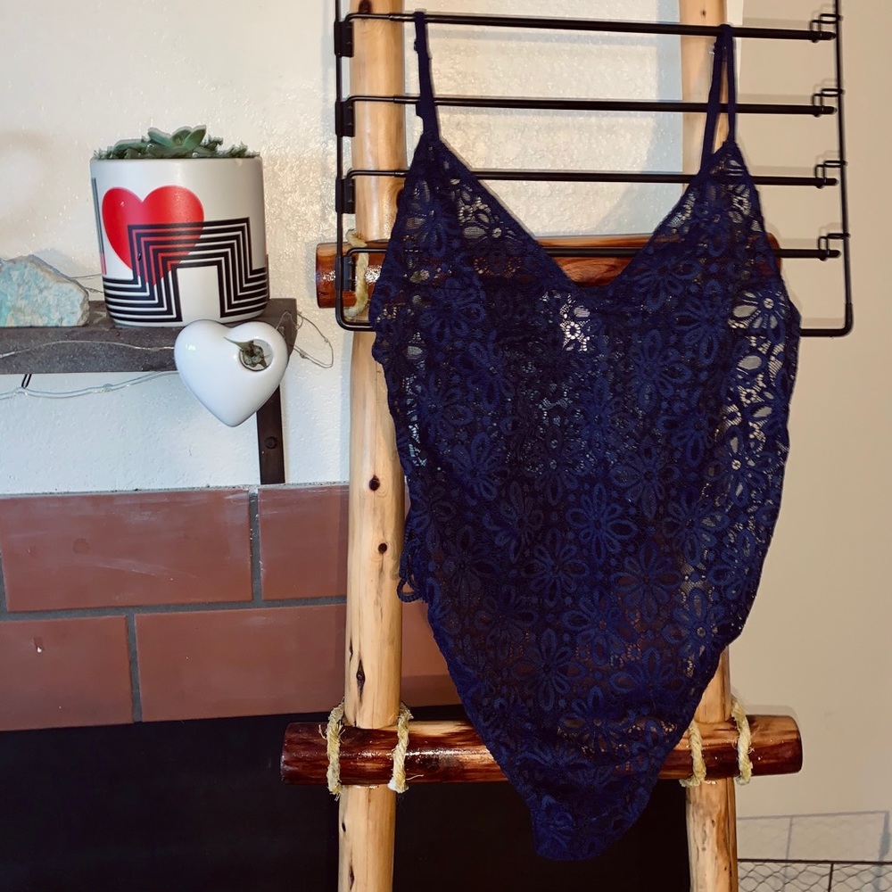 Victoria’s Secret lace teddy in navy blue